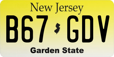 NJ license plate B67GDV