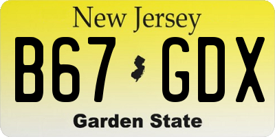 NJ license plate B67GDX