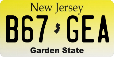 NJ license plate B67GEA