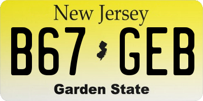 NJ license plate B67GEB