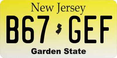 NJ license plate B67GEF