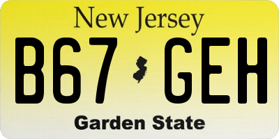 NJ license plate B67GEH