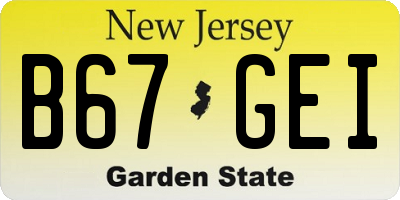 NJ license plate B67GEI