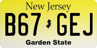 NJ license plate B67GEJ
