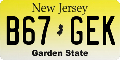 NJ license plate B67GEK