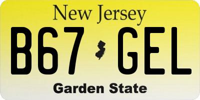 NJ license plate B67GEL
