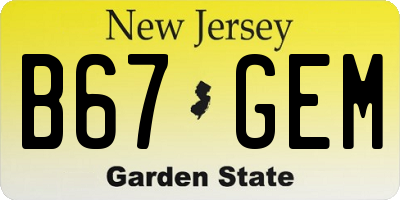 NJ license plate B67GEM