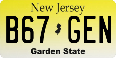 NJ license plate B67GEN