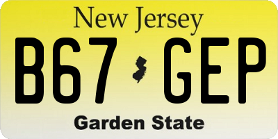 NJ license plate B67GEP