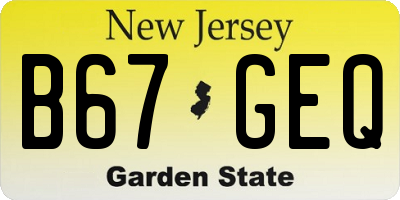 NJ license plate B67GEQ