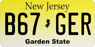 NJ license plate B67GER