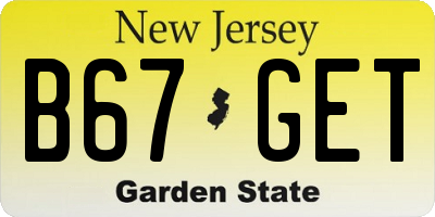 NJ license plate B67GET