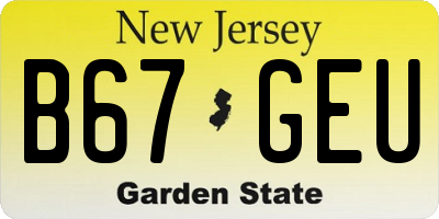 NJ license plate B67GEU