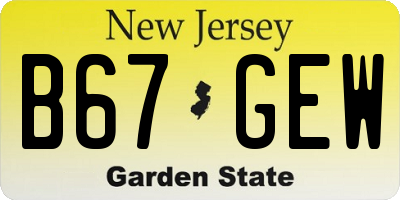 NJ license plate B67GEW