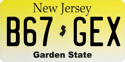 NJ license plate B67GEX