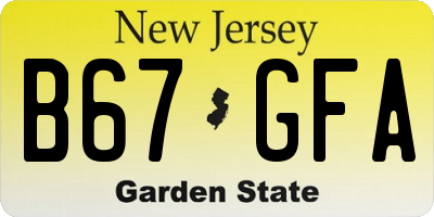 NJ license plate B67GFA