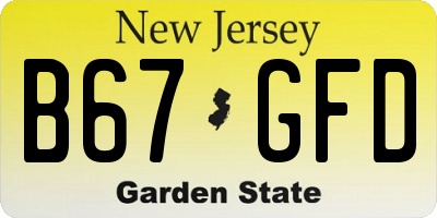 NJ license plate B67GFD