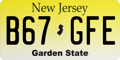 NJ license plate B67GFE