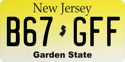 NJ license plate B67GFF