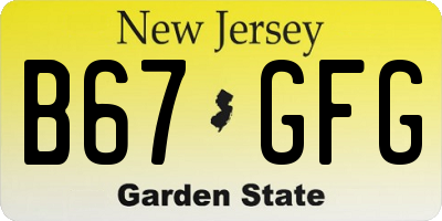NJ license plate B67GFG