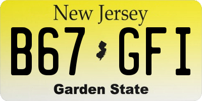 NJ license plate B67GFI