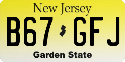 NJ license plate B67GFJ