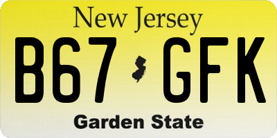 NJ license plate B67GFK