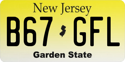 NJ license plate B67GFL