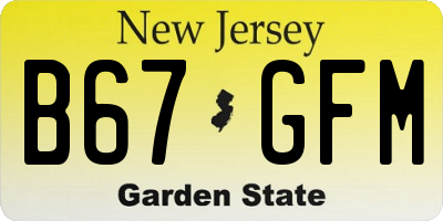NJ license plate B67GFM
