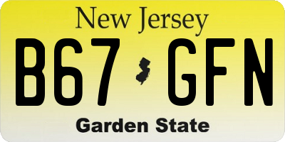 NJ license plate B67GFN
