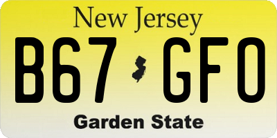 NJ license plate B67GFO