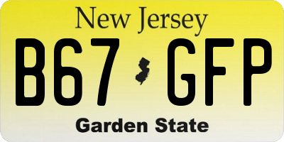 NJ license plate B67GFP
