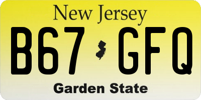 NJ license plate B67GFQ