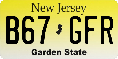NJ license plate B67GFR