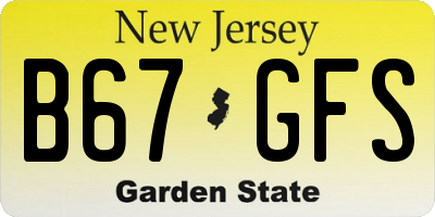 NJ license plate B67GFS