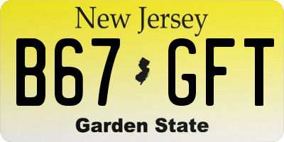 NJ license plate B67GFT