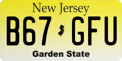 NJ license plate B67GFU
