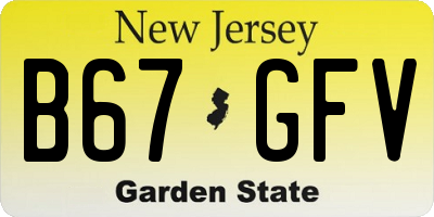 NJ license plate B67GFV