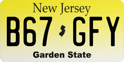 NJ license plate B67GFY