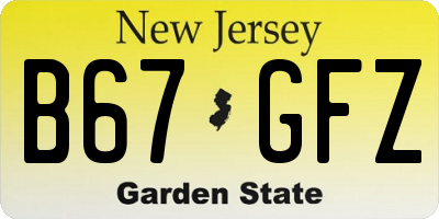 NJ license plate B67GFZ