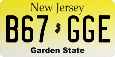 NJ license plate B67GGE