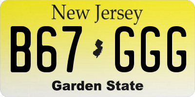 NJ license plate B67GGG