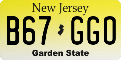 NJ license plate B67GGO