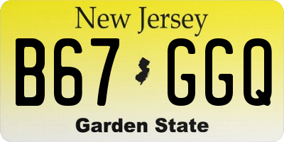 NJ license plate B67GGQ
