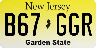 NJ license plate B67GGR