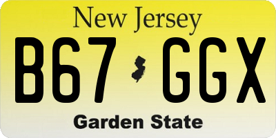 NJ license plate B67GGX