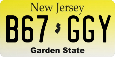 NJ license plate B67GGY