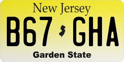 NJ license plate B67GHA