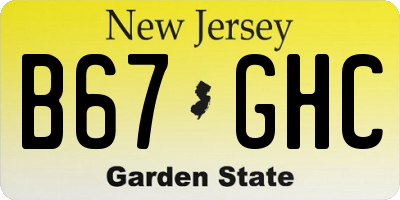 NJ license plate B67GHC
