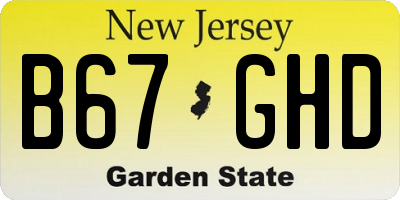 NJ license plate B67GHD